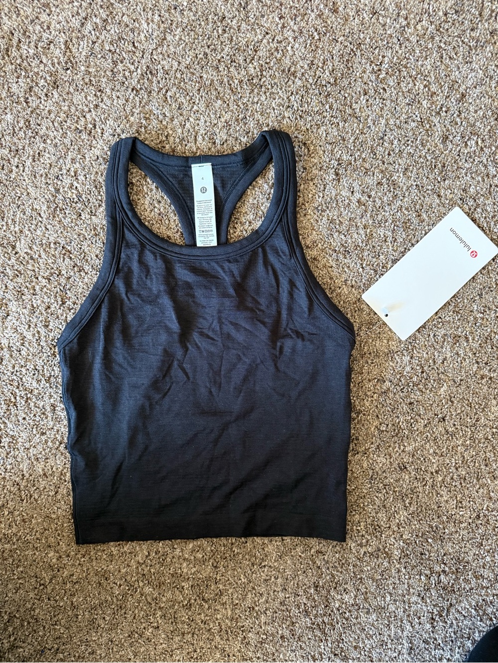 lululemon athletica Black Racerback Cropped Tank